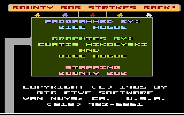 Bounty Bob Strikes Back (1984) (Big Five Software) Screenshot